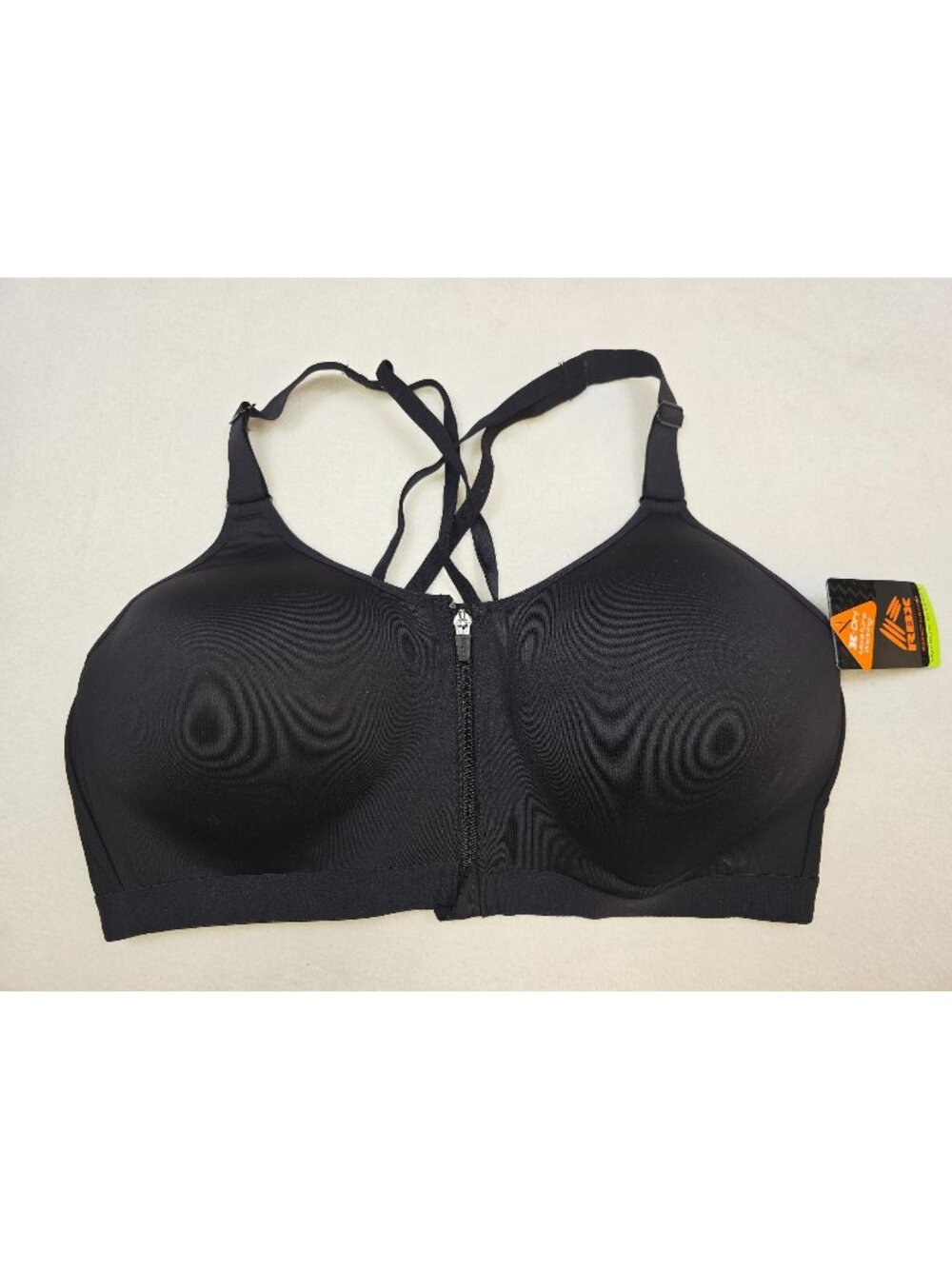 NWT RBX Black Sports Bra Front Zipper Closure Adjustable Straps Racerback 3X